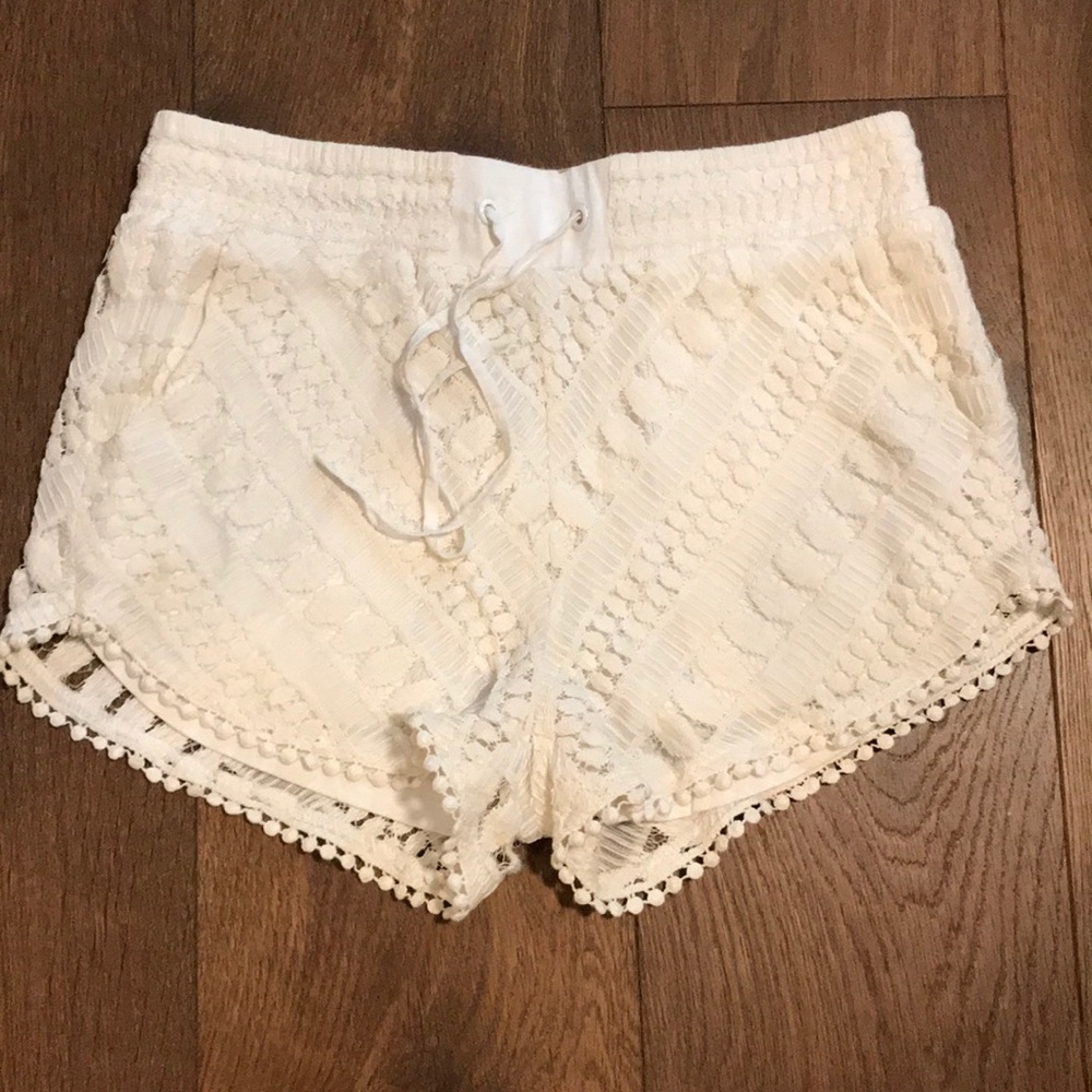 White crochet shorts